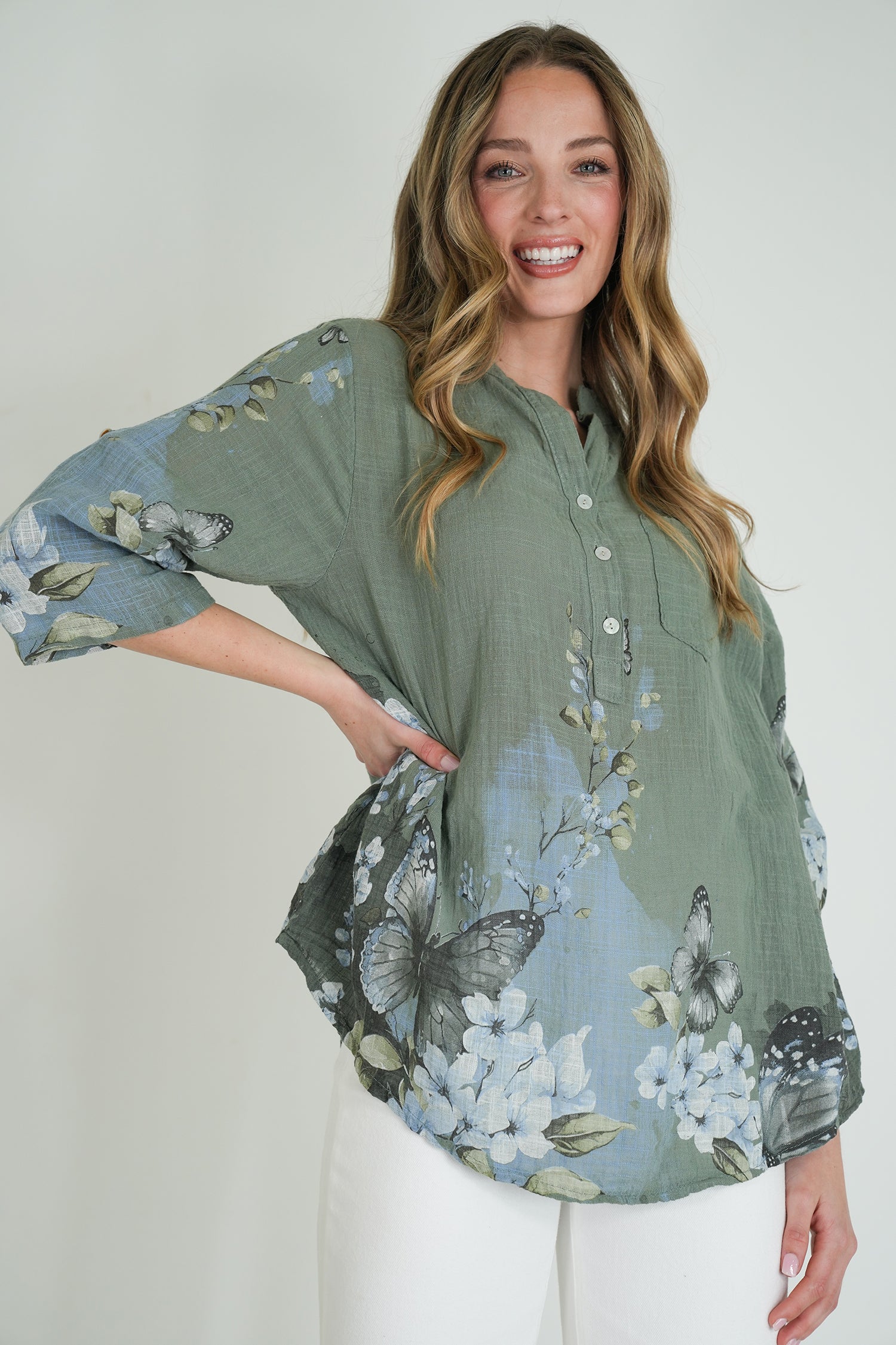 Olive Butterfly Shirt