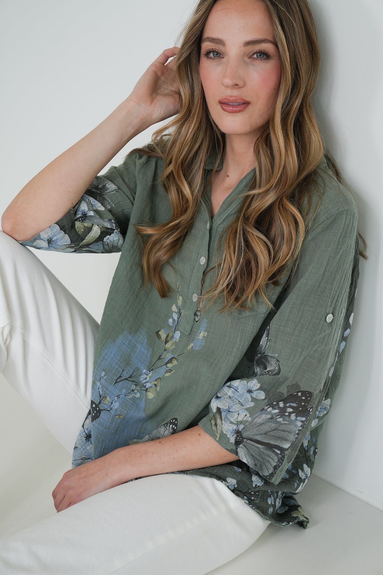 Olive Butterfly Shirt