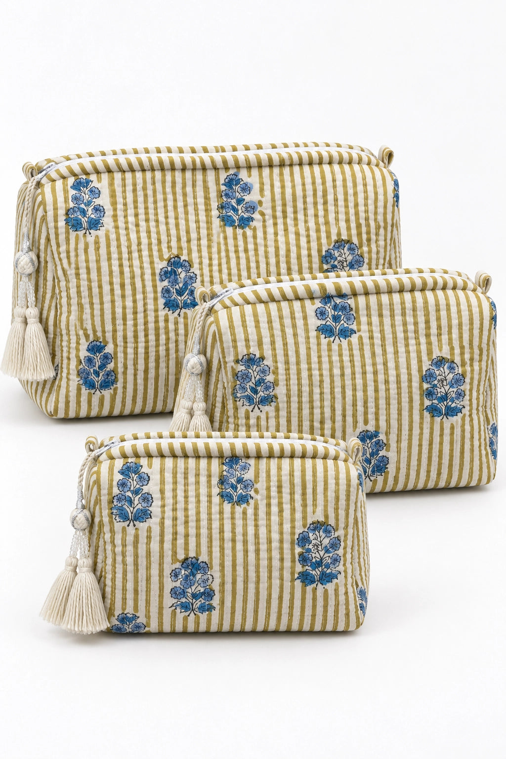 Striped Blue Floral Vanity 3 pack