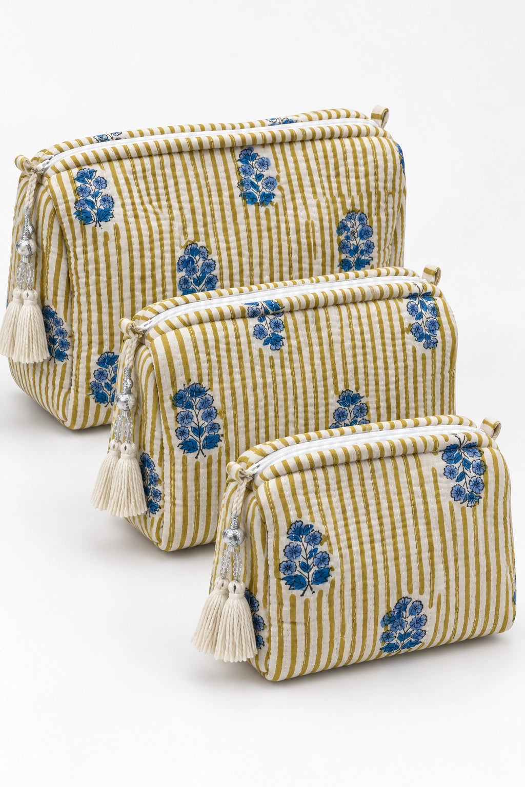 Striped Blue Floral Vanity 3 pack