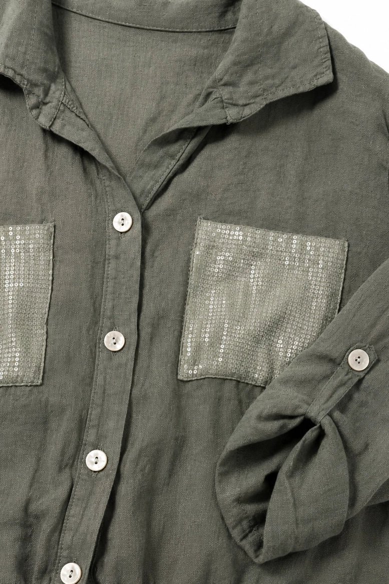 Olive_Linen_Sequin_Pocket_Shirt_campaign_somethingpretty