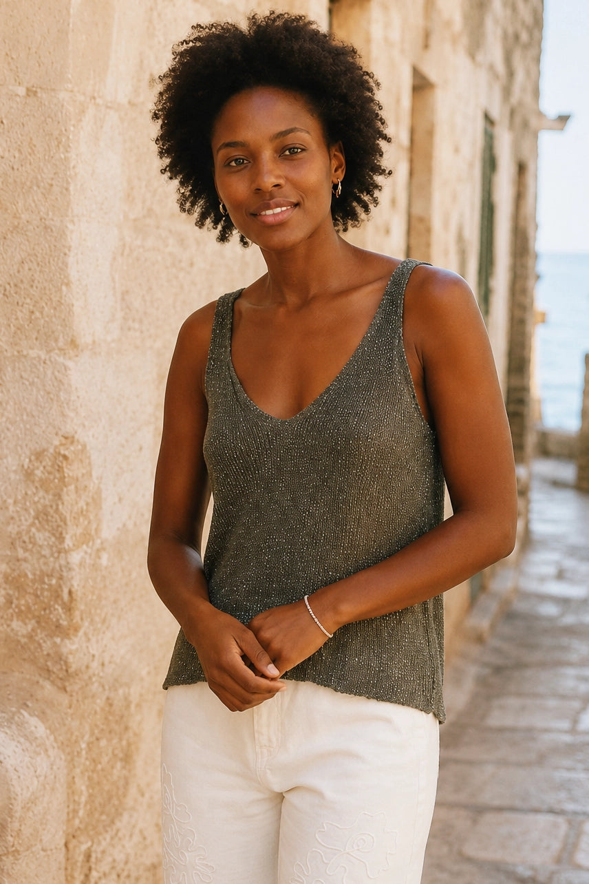 Olive Shimmer Vest