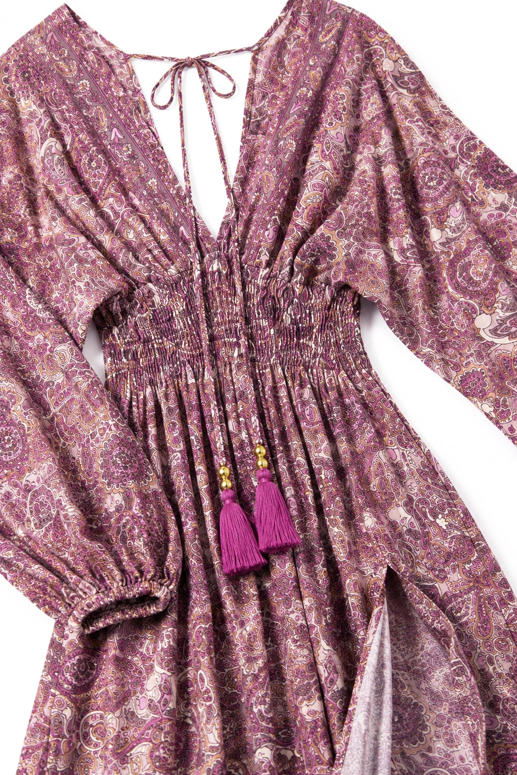 Pink Paisley Split Sleeve Dress