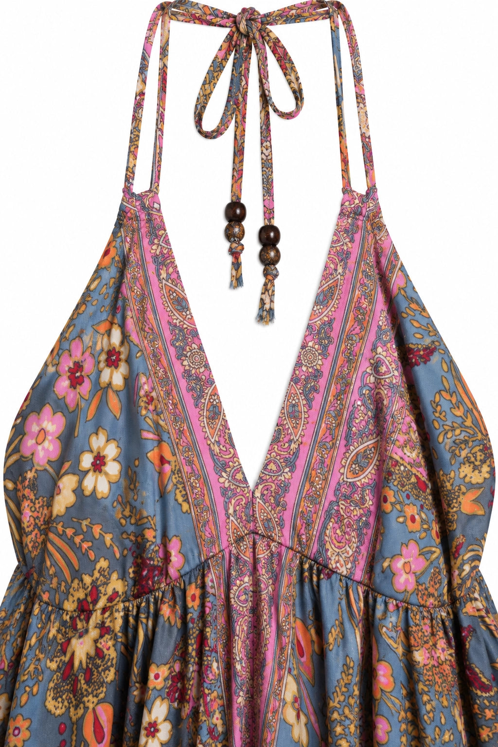 Pink and Grey Floral Halter Dress