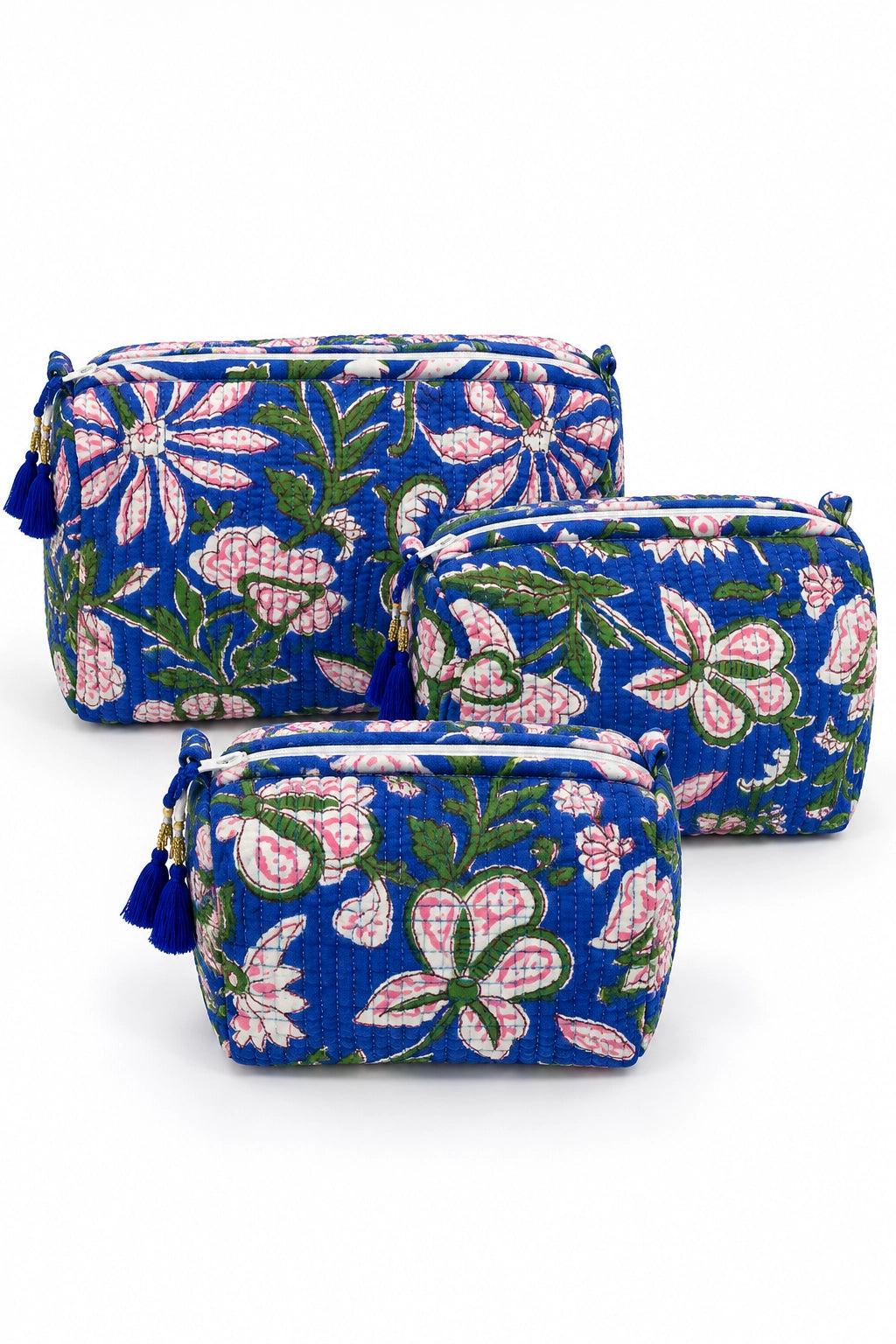 Cobalt and Pink Floral Vanity 3 pack