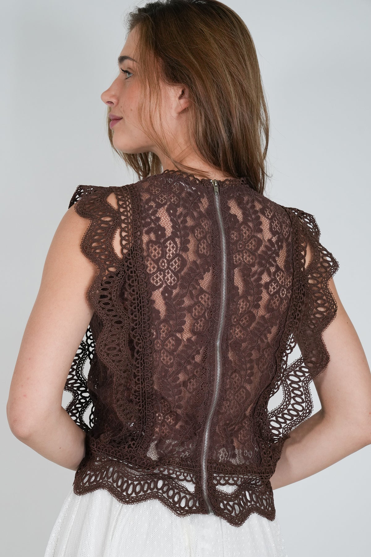 chocolate lace top