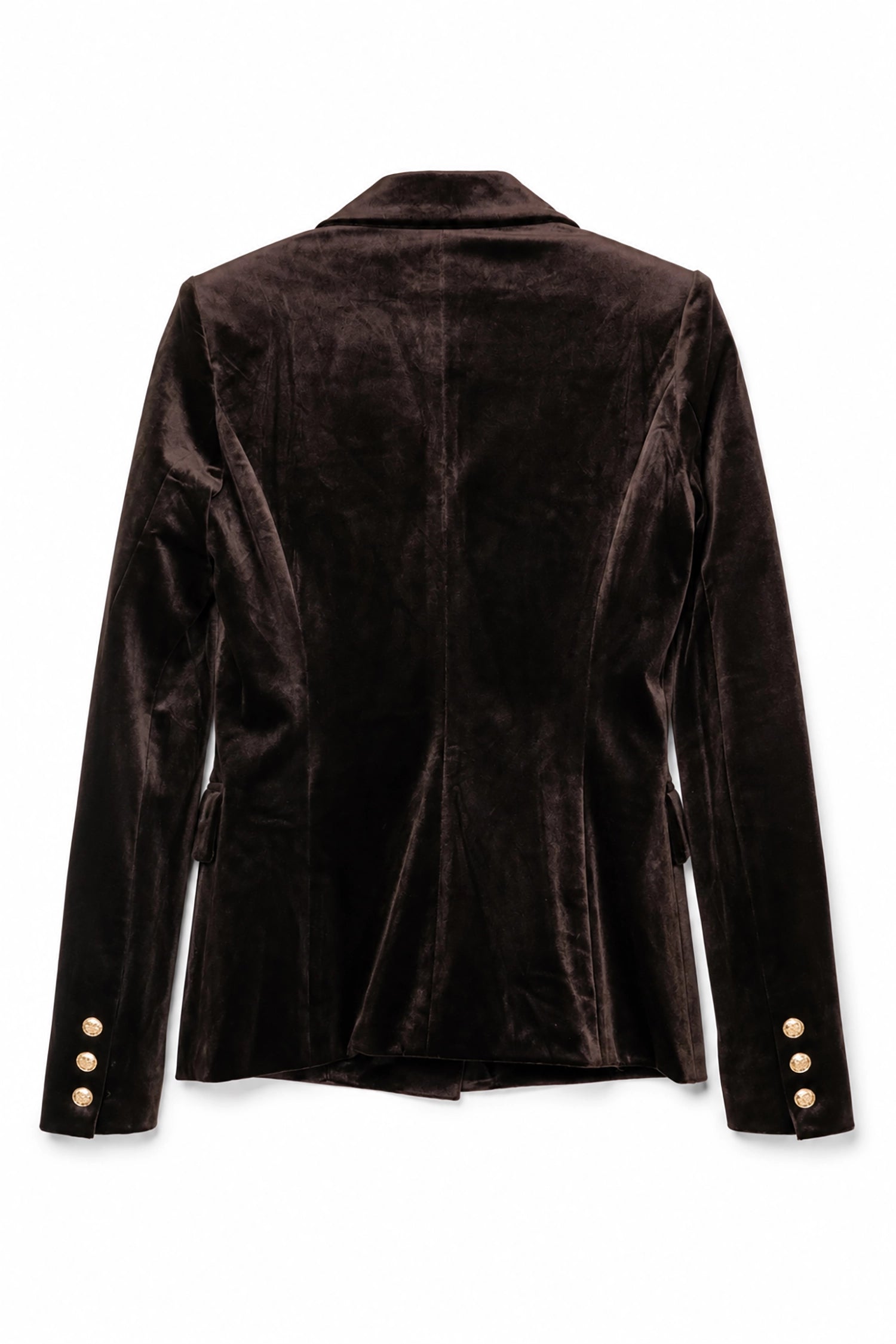 Brown velvet blazer on a white background