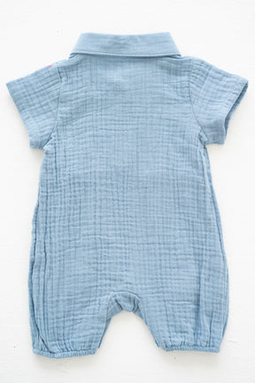 Blue Cotton Tommy Romper