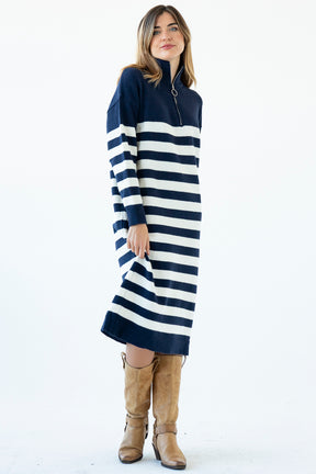 Nautical Zip Knitted Dress