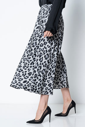 Silver Leopard Maxi Skirt