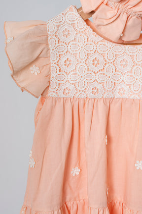 Peach Daisy Dress Set