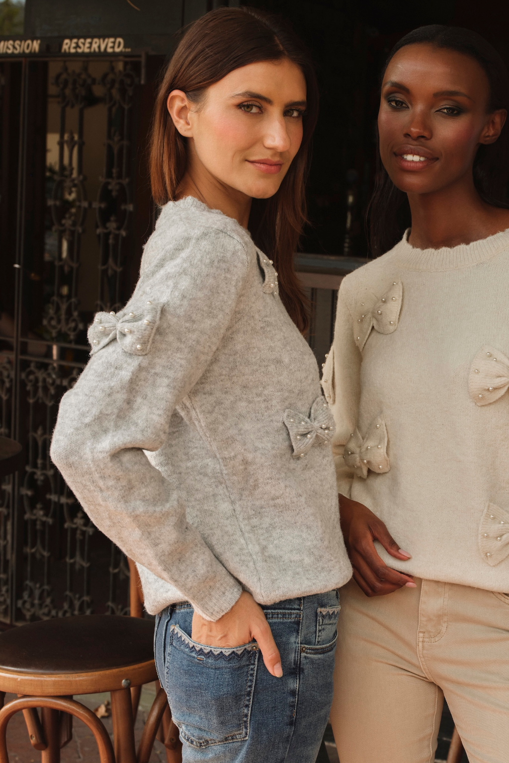 Grey Bow Jumper