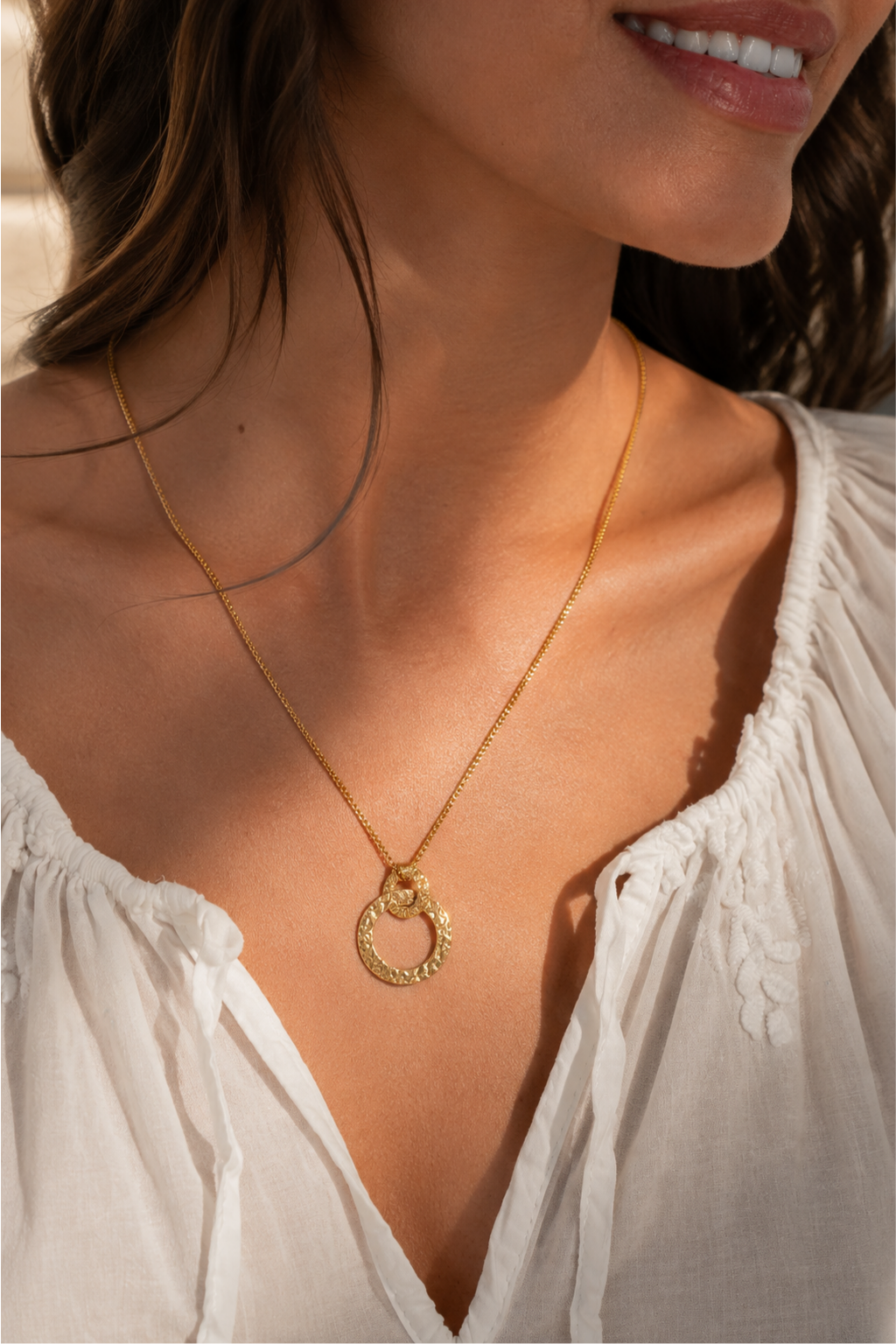 Gold Double Circle Necklace