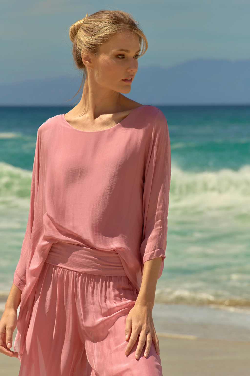 Pink Silk Poncho