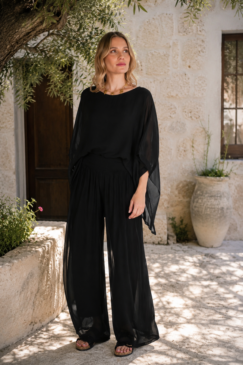 Black Silk Harem Pant