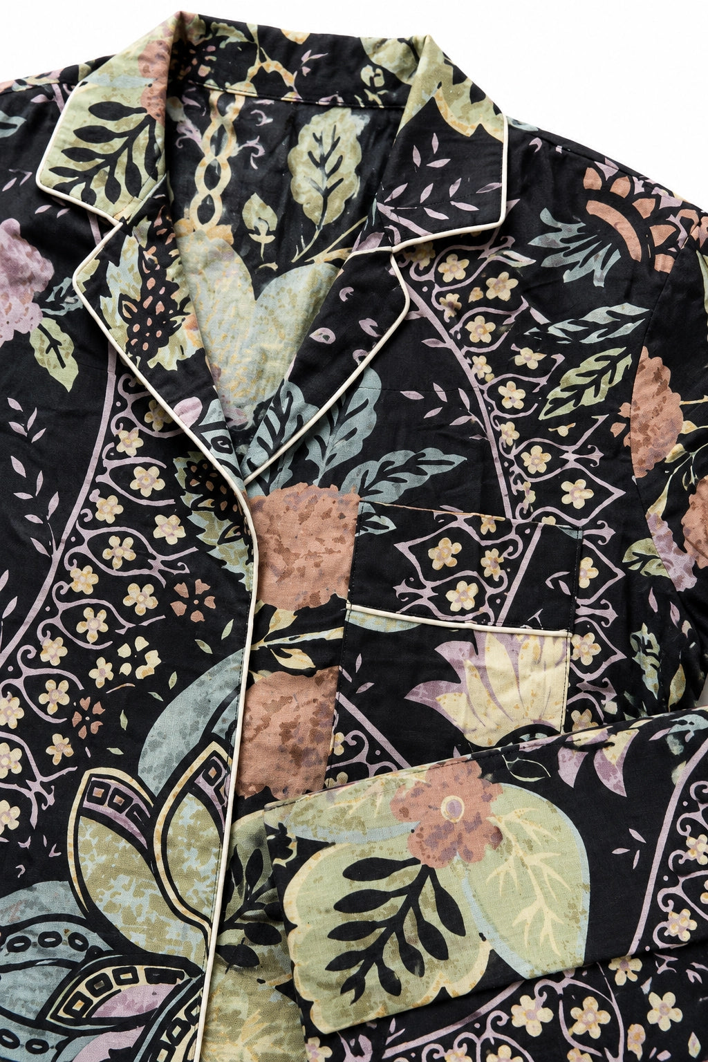 Black Printed Cotton Long Sleeve PJ In Bag
