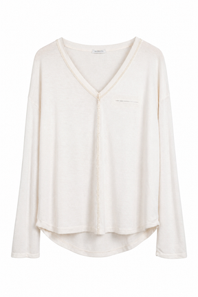 Cream Glam Knit Top