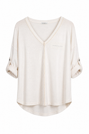 Cream Glam Knit Top