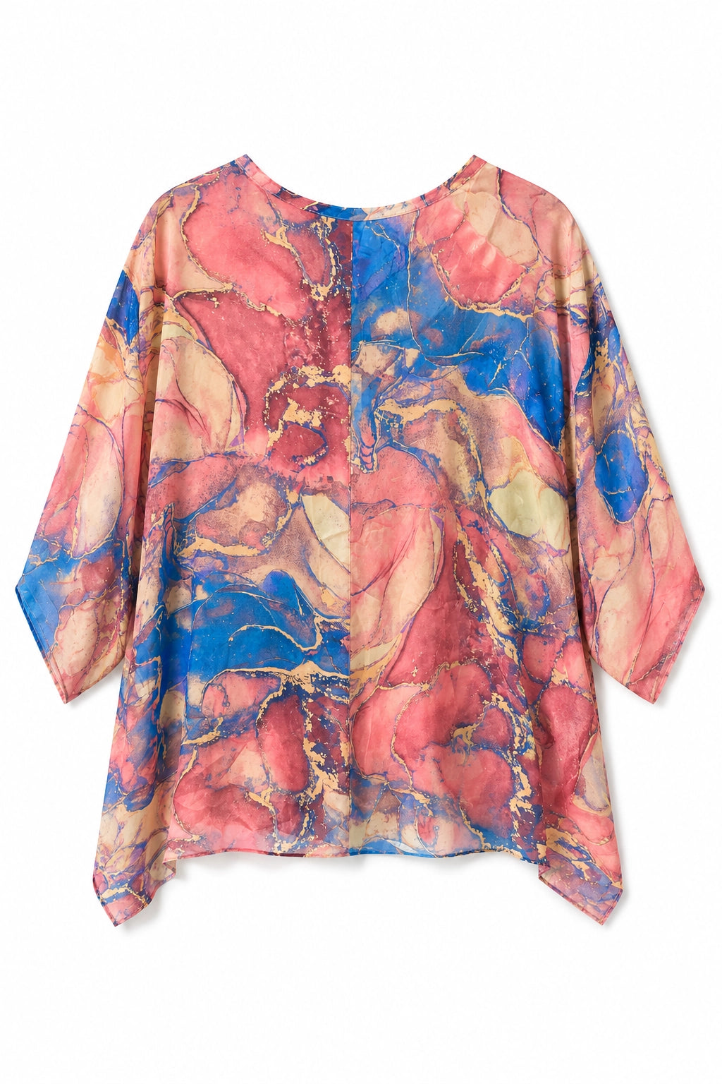 Blush Marble Print Silk Blouse