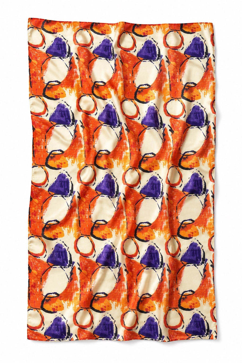 Orange and Purple Abstract Silk Scarf