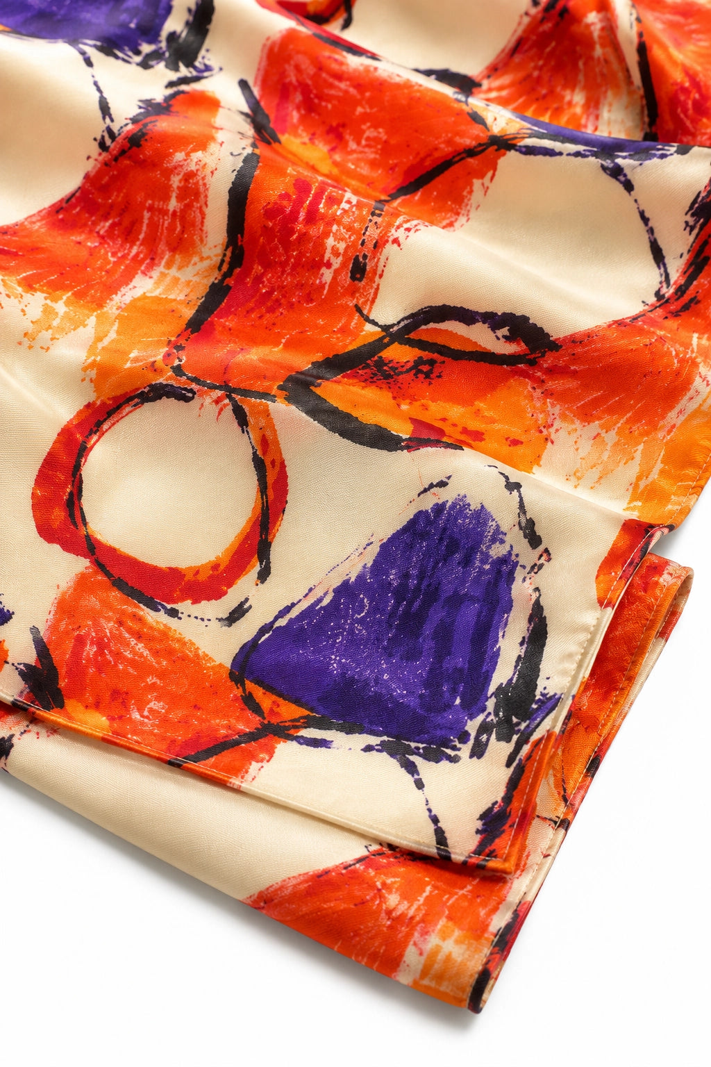 Orange and Purple Abstract Silk Scarf