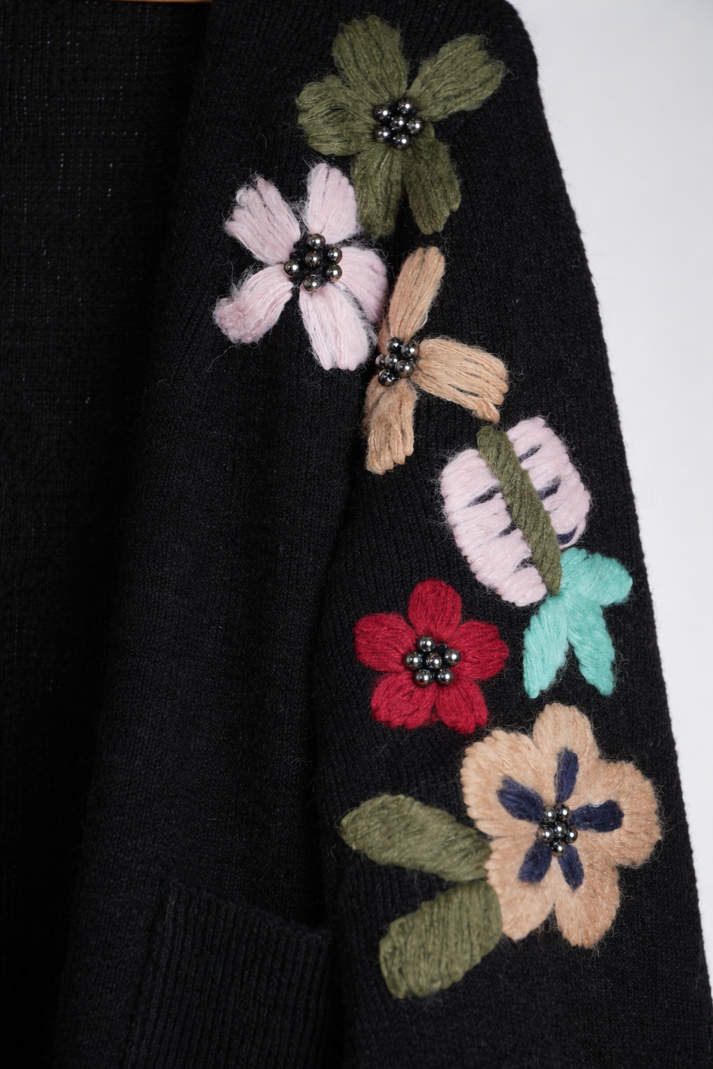 Black Floral Sleeve Cardigan