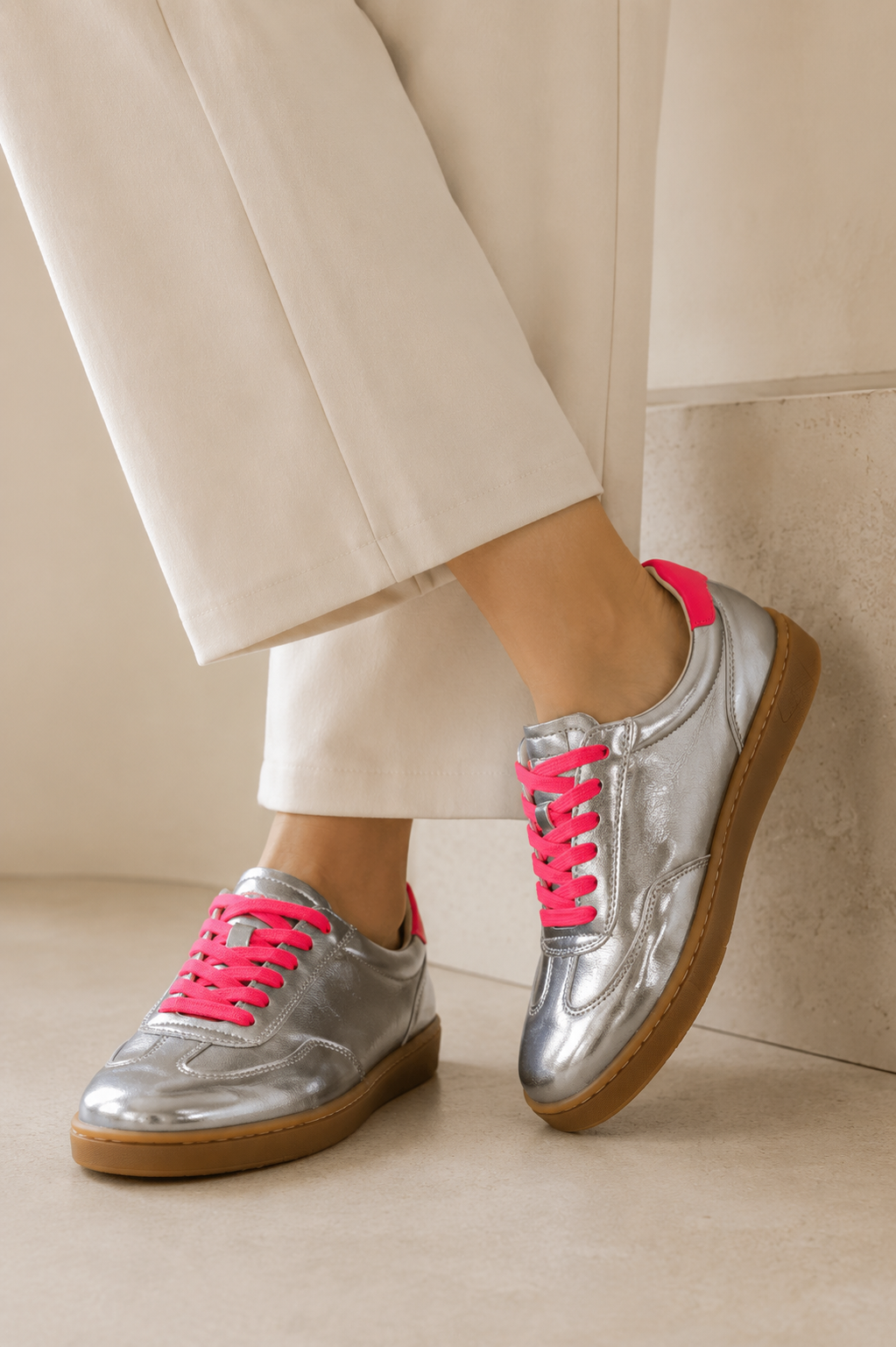Julz Lumi Silver Hot Pink Sneaker