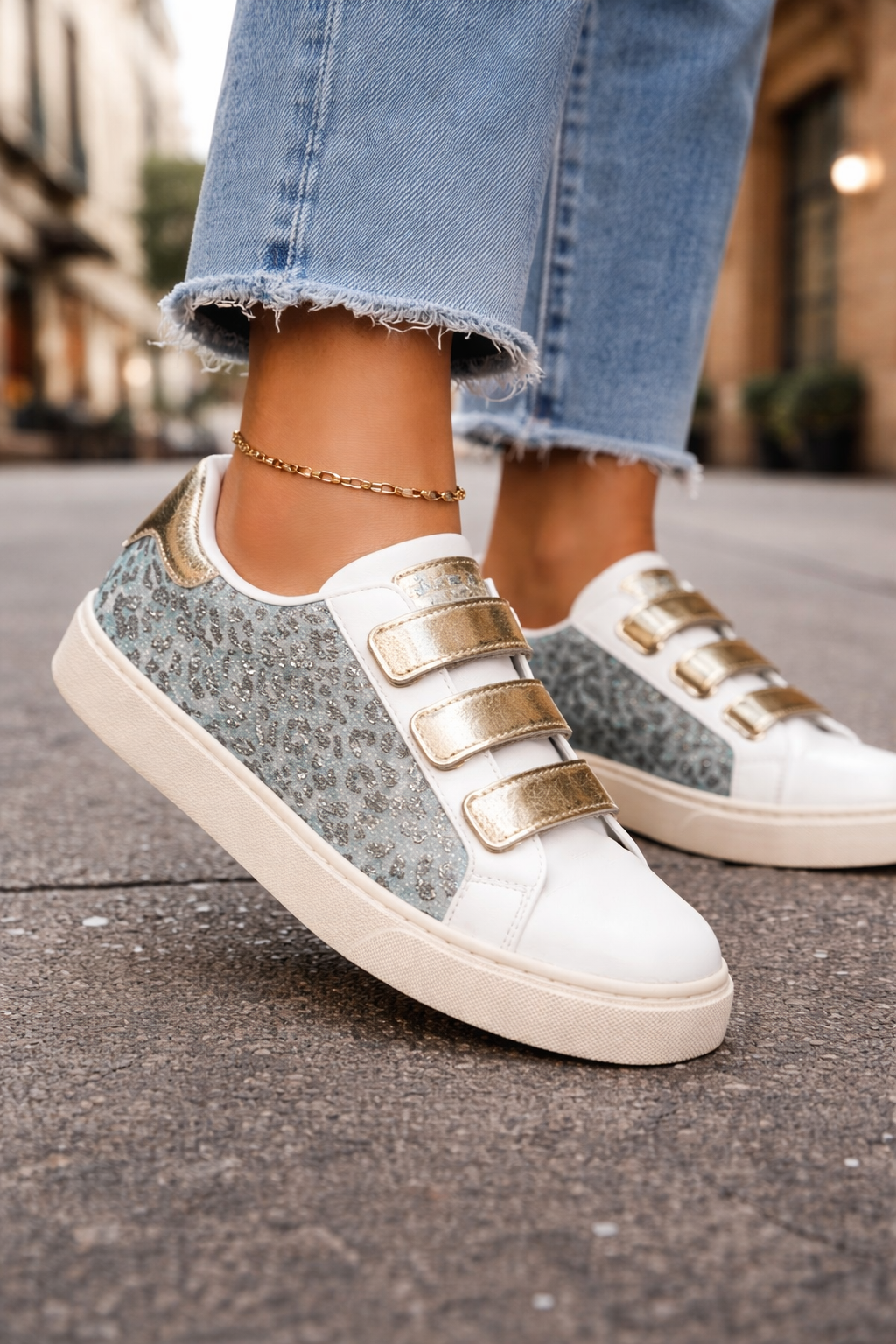 Turquoise Leopard Shimmer Sneaker