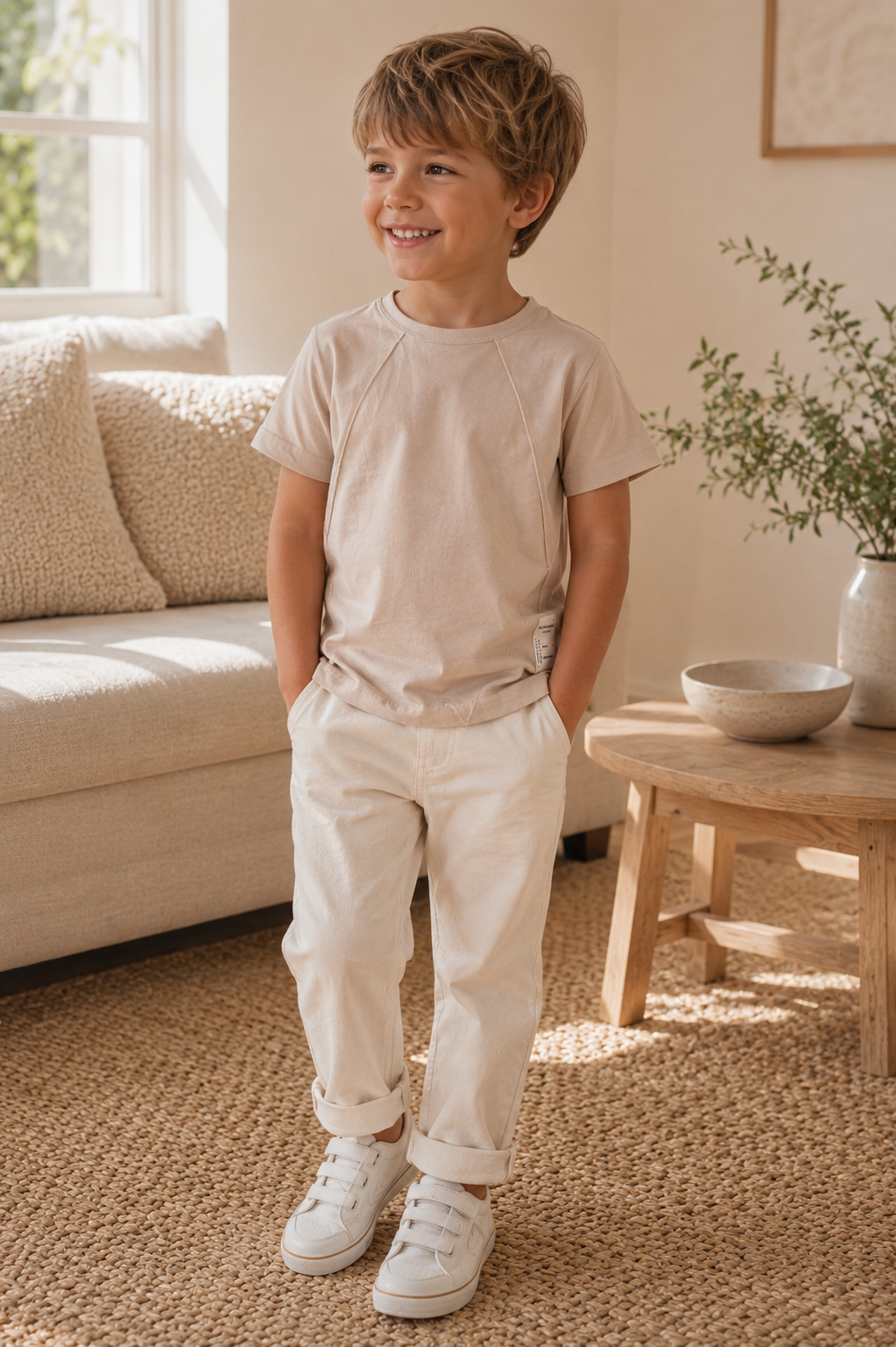 Beige Casual Tee
