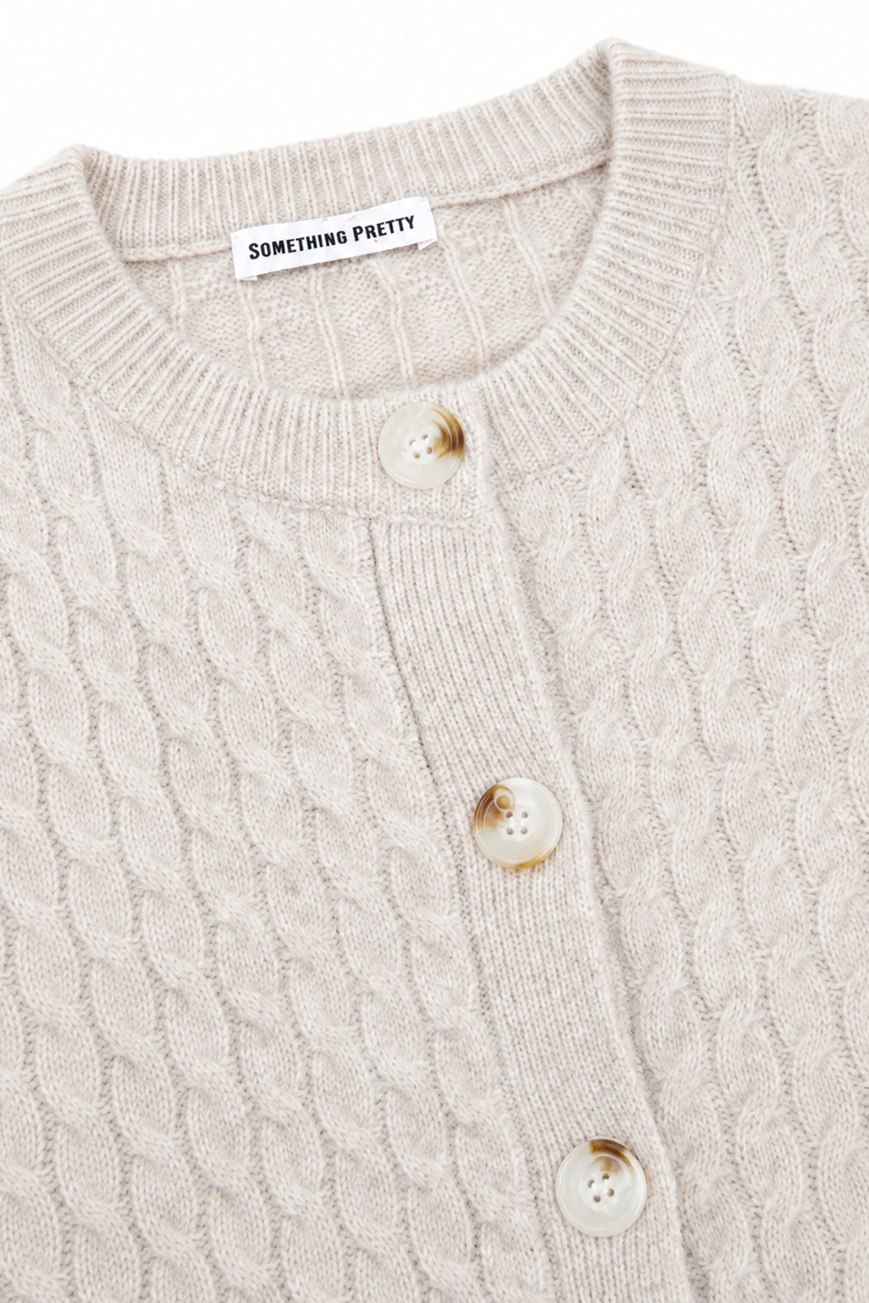 Beige Cable Knit Cardigan