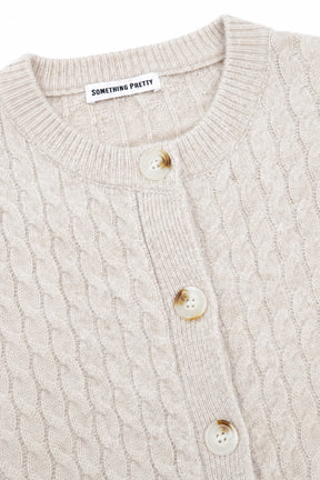 Beige Cable Knit Cardigan