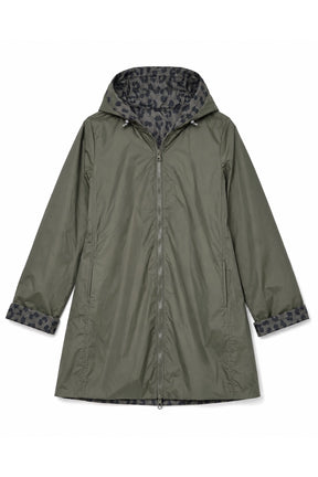Khaki Animal Print Reversible Raincoat