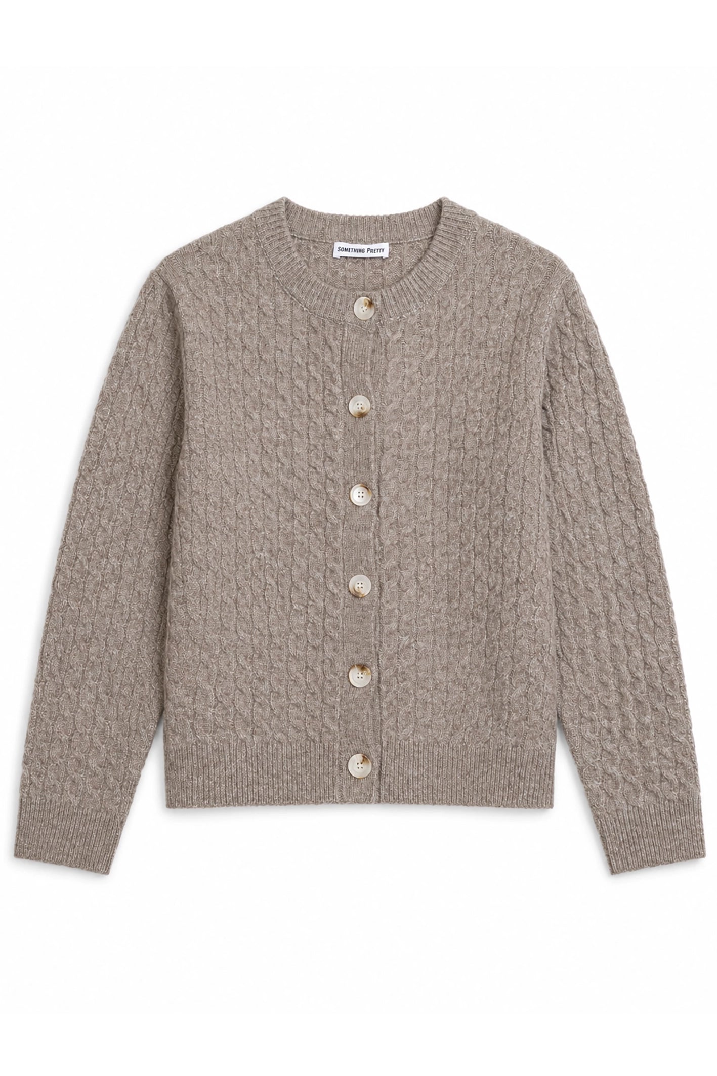 Taupe Cable Knit Cardigan