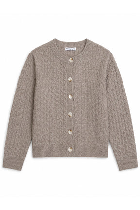 Taupe Cable Knit Cardigan