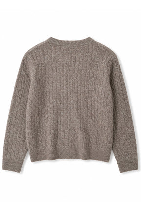 Taupe Cable Knit Cardigan