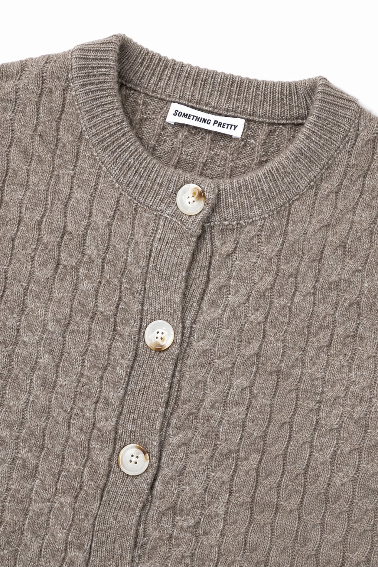 Taupe Cable Knit Cardigan