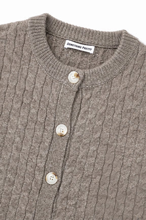 Taupe Cable Knit Cardigan