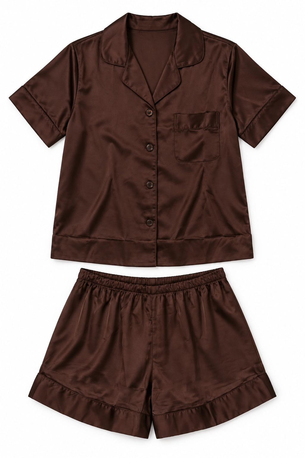 Chocolate Satin Short PJ Set