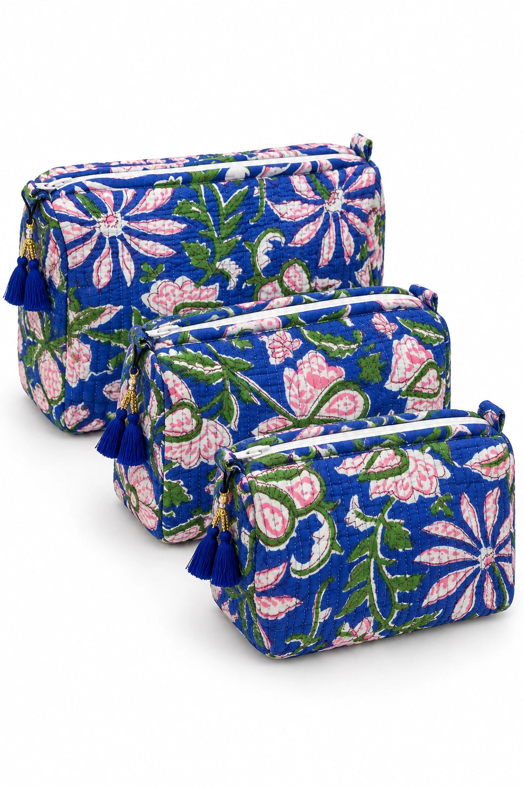 Cobalt and Pink Floral Vanity 3 pack