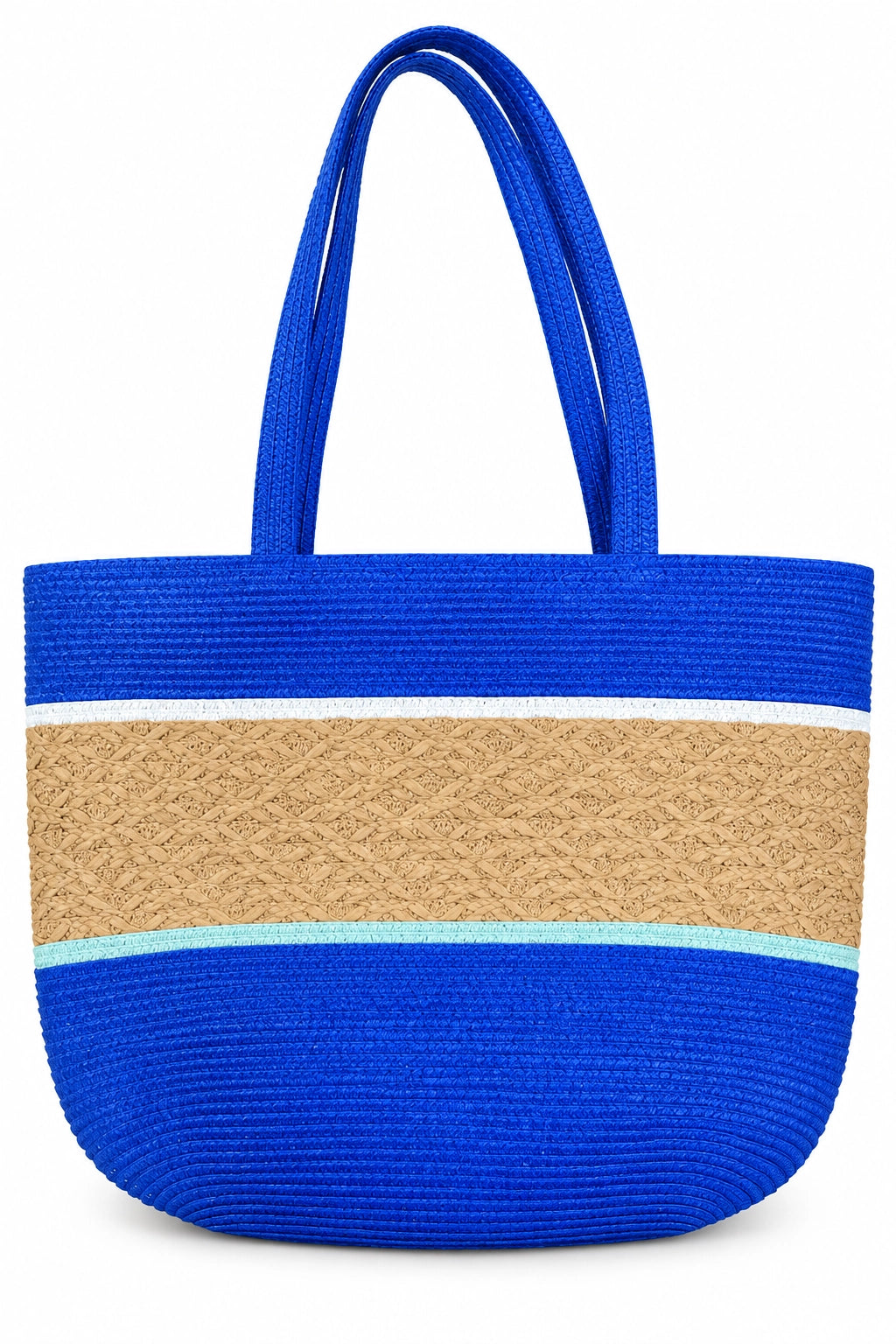 Cobalt Straw Tote Bag