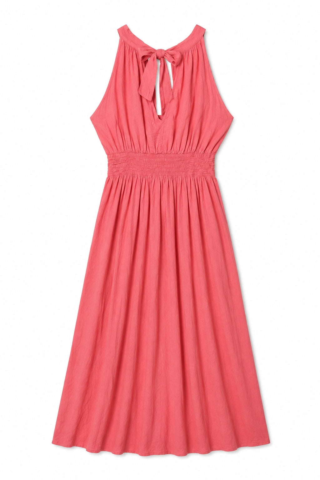 Coral Cotton Halterneck Dress