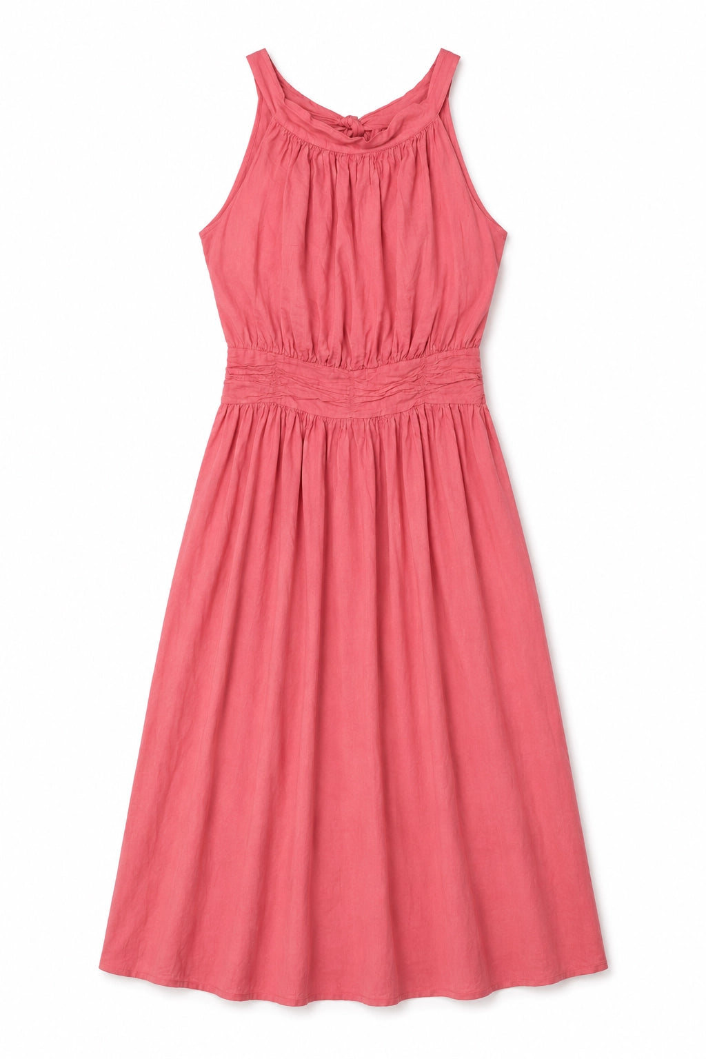 Coral Cotton Halterneck Dress