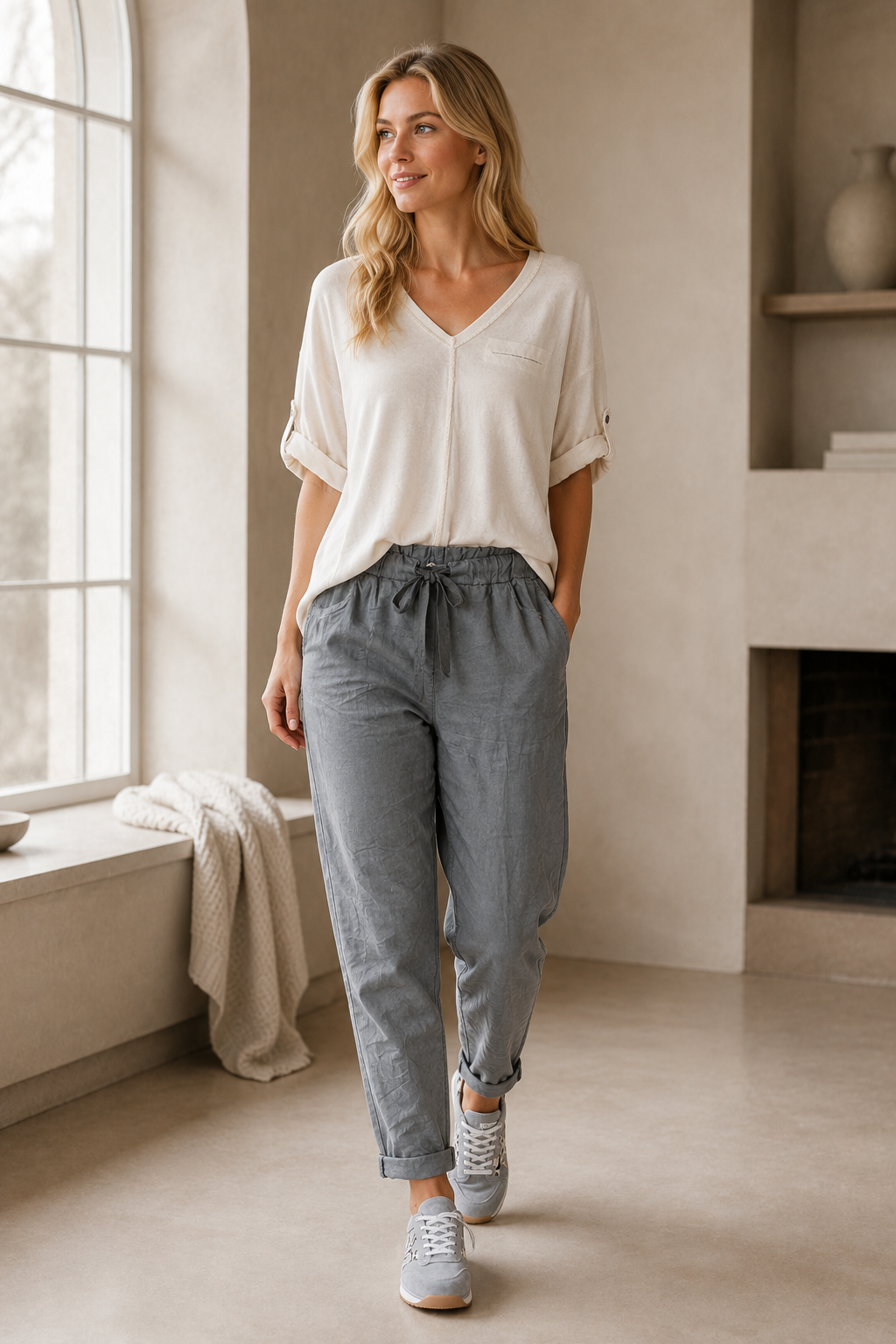 Cream Glam Knit Top