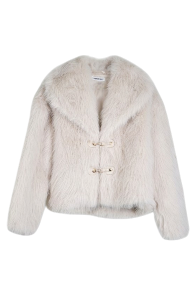 Cream Toggle Faux Fur Jacket