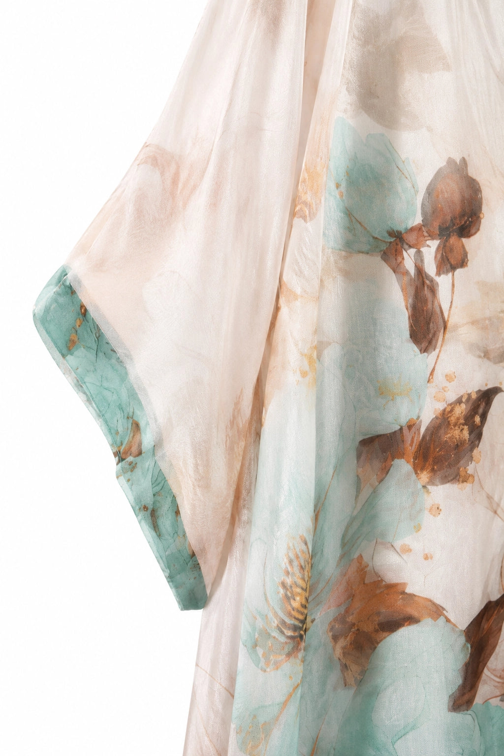 Cream and Aqua Savanna Silk Poncho