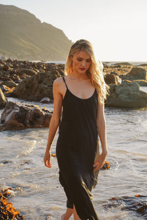 Black Silk Strap Dress