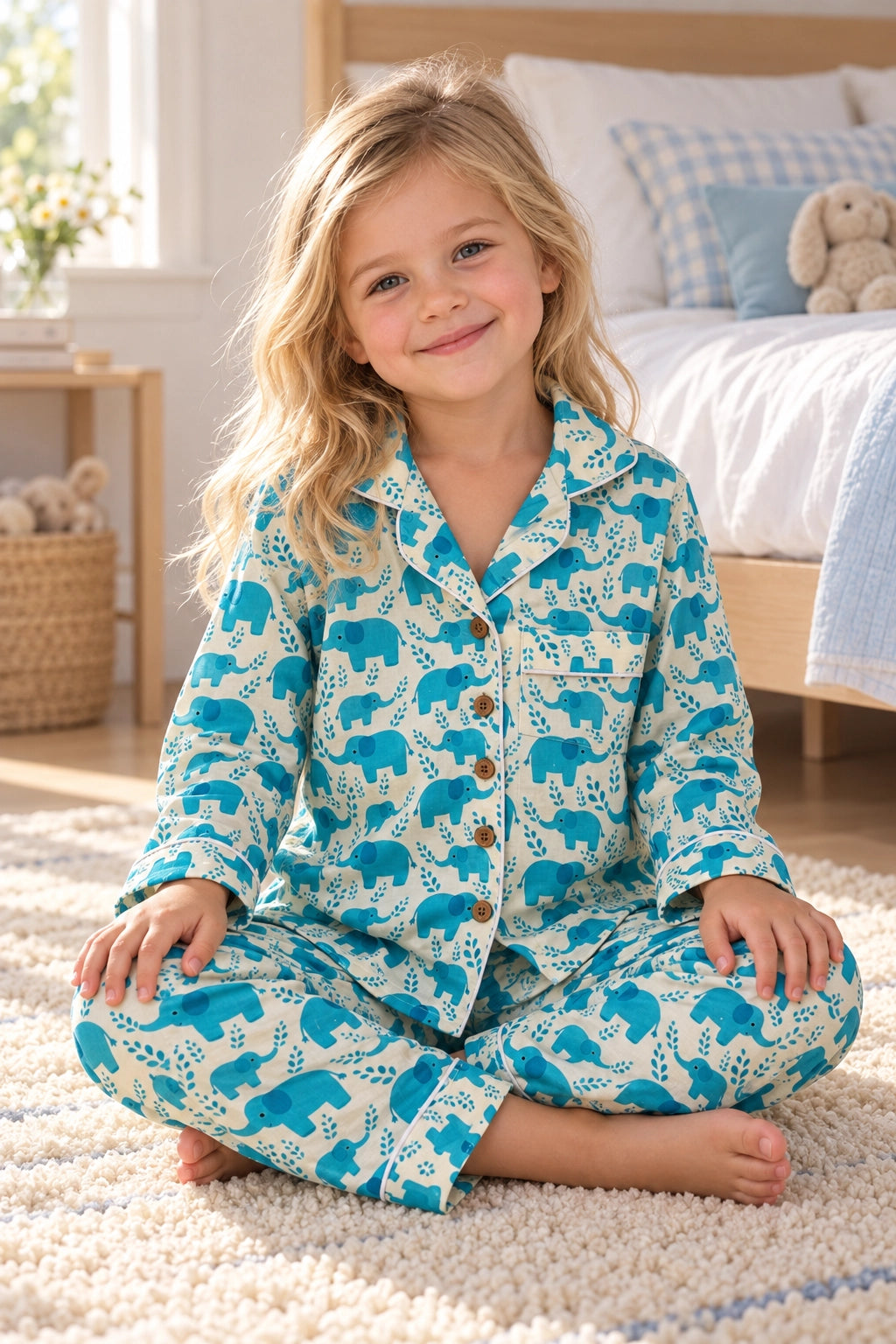 Turquoise Ellie Cotton Long Sleeve PJ