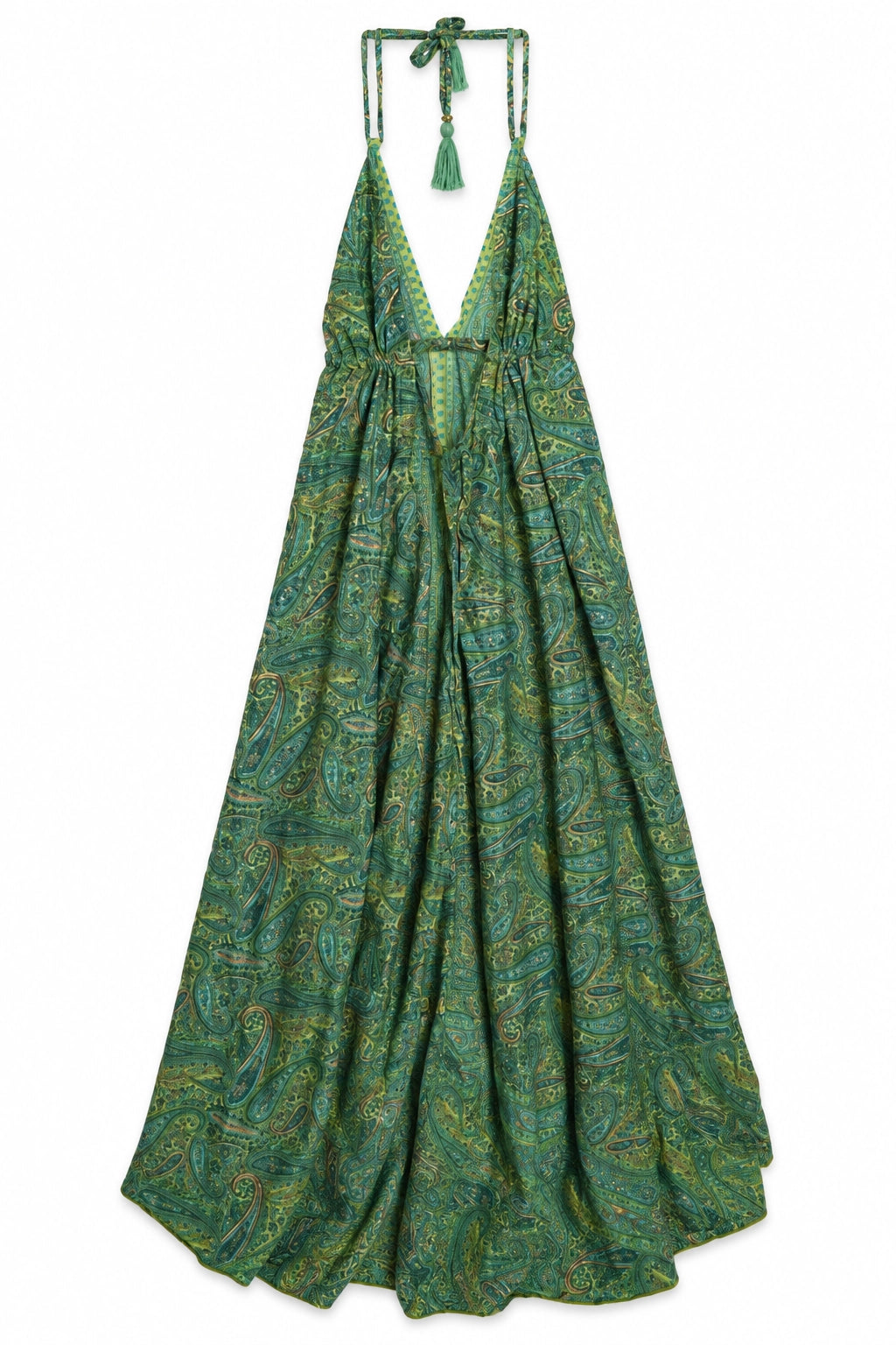 Green Paisley Halter Dress