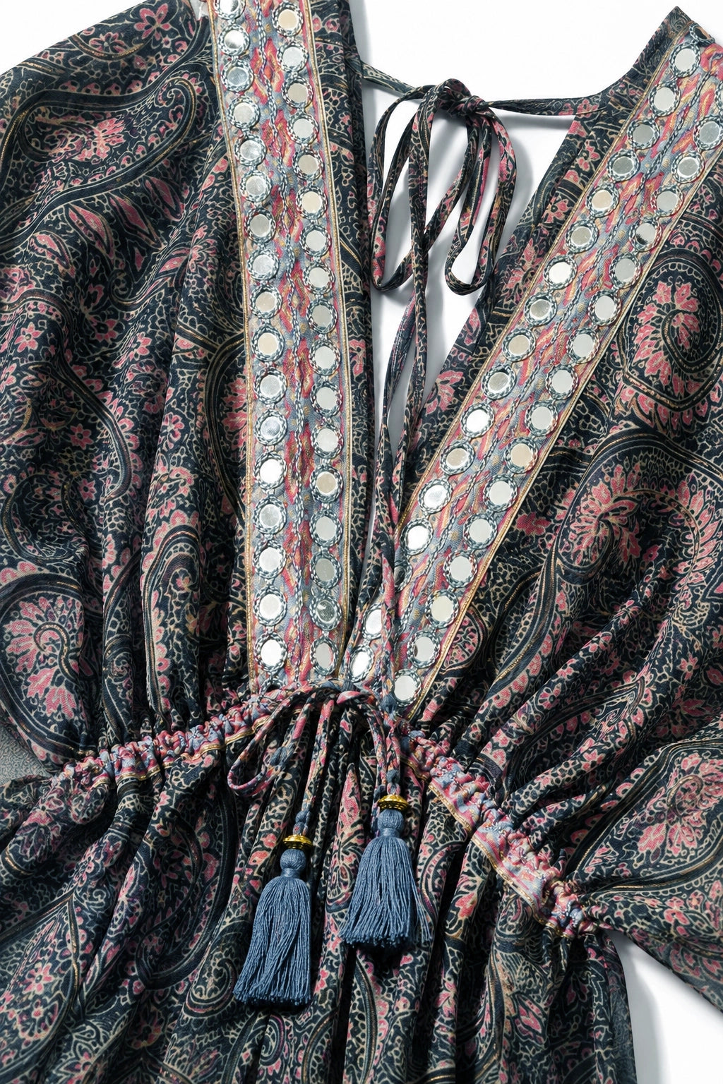 Grey and Pink Mirror Paisley Resort Dress