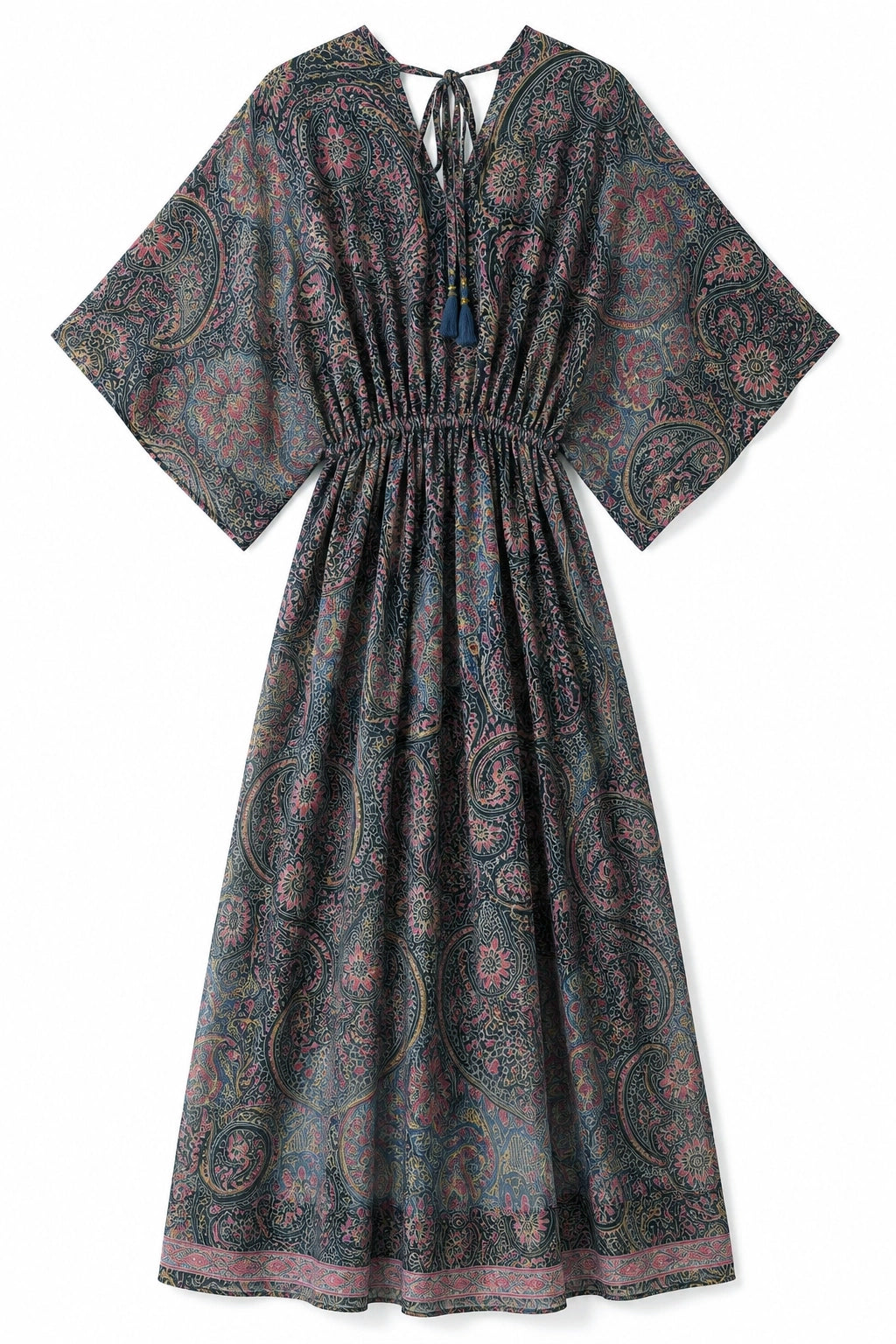 Grey and Pink Mirror Paisley Resort Dress
